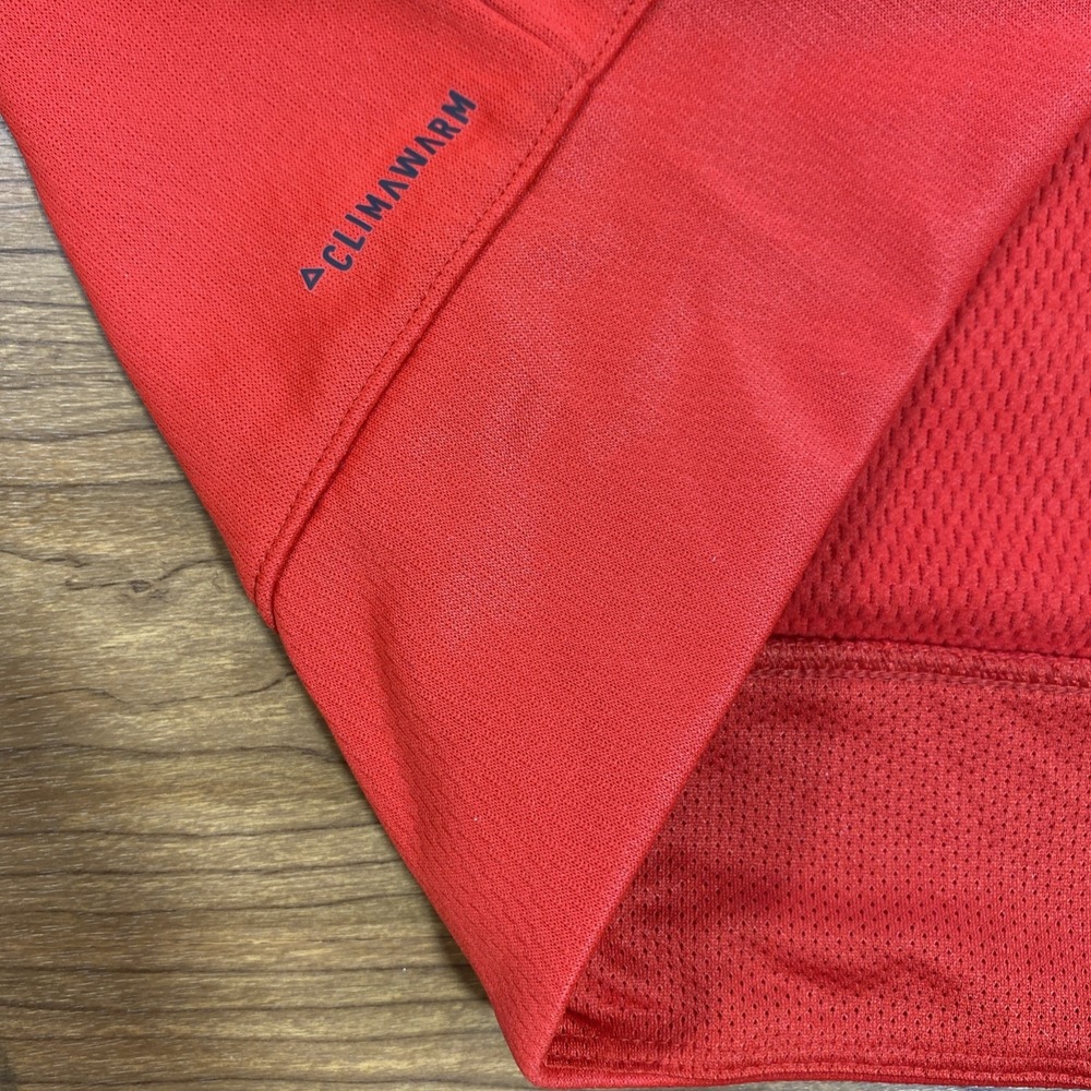 NWT Adidas Red Fleece Logo Hoodie Sweatshirt Small Soft Pullover Athletic Fit - Picture 7 of 7